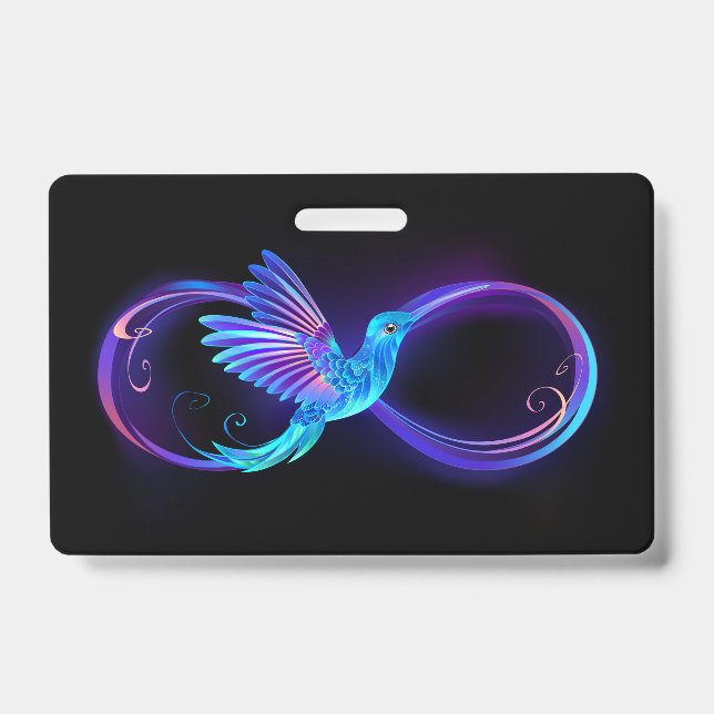 Crachá Símbolo Neon Infinity com Hummingbird brilhante (Frente)