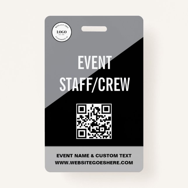 Crachá Simple Custom Event Staff Crew QR CODE Logo (Frente)