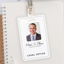 Crachá Simple elegant photo ID name tag 