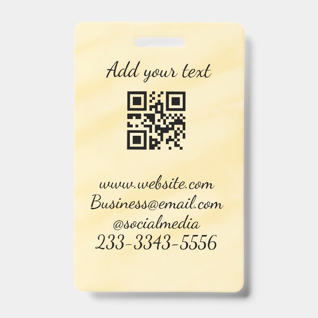 Crachá simples código QR personalizado adicionar seu nome (Frente)