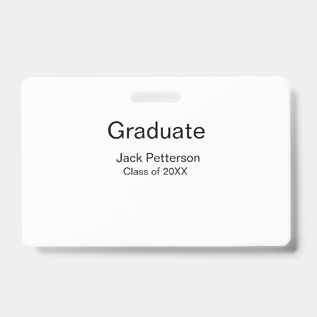 Crachá simples minimalista graduado adicionar nome modern (Frente)