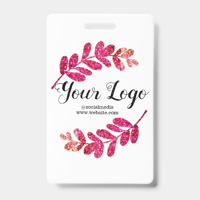 Crachá simples personalizado azul roxo preto folhas adici (Frente)