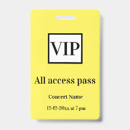 Crachá simples vip todos os acessos passe concerto ocasio
