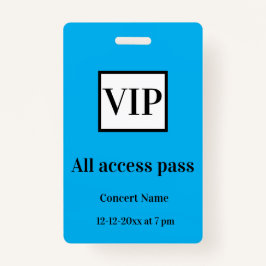Crachá simples vip todos os acessos passe concerto ocasio