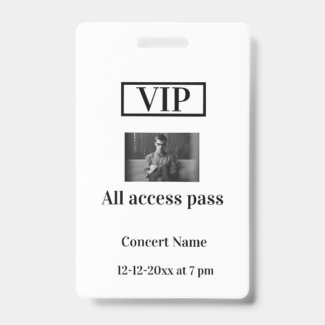 Crachá simples vip todos os acessos passe concerto ocasio (Frente)