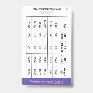 Crachá Sinais Vitais Pediátricos/Insígnia de Neonato em C