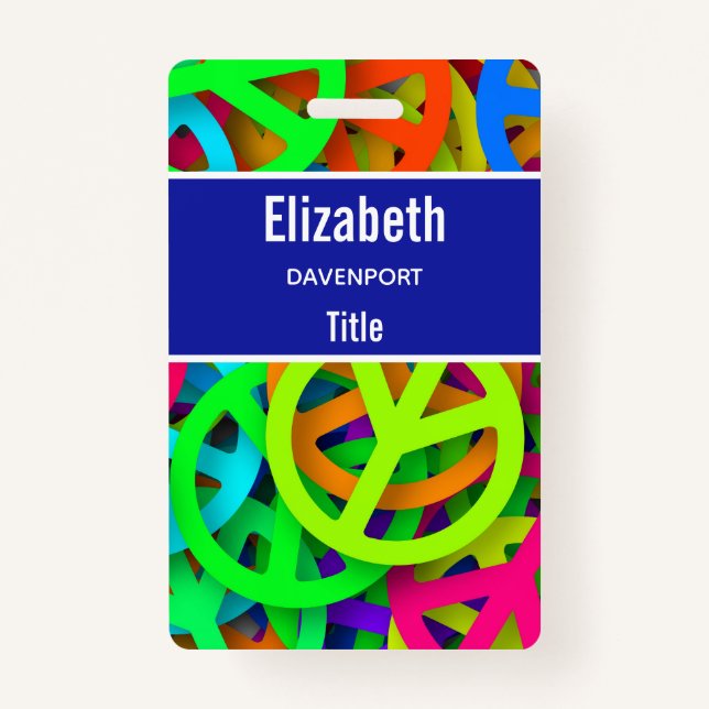 Crachá Sinal de Paz Padrão Groovy Sessenta Vibe (Frente)