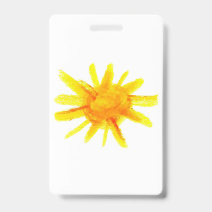 Crachá Sol amarelo brilhante pintado à mão