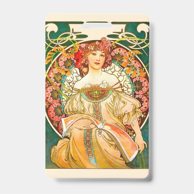 Crachá Sonho de Alphonse Mucha Art Nouveau (Frente)