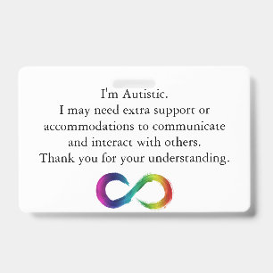 Crachá "Sou Autista" Cartão de Conscientização - Comunica