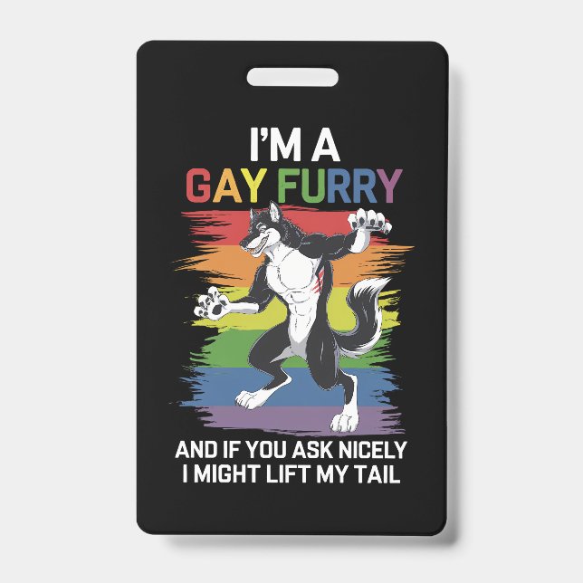 Crachá Sou um Gay Fox Rainbow LGBTQ Pride (Frente)
