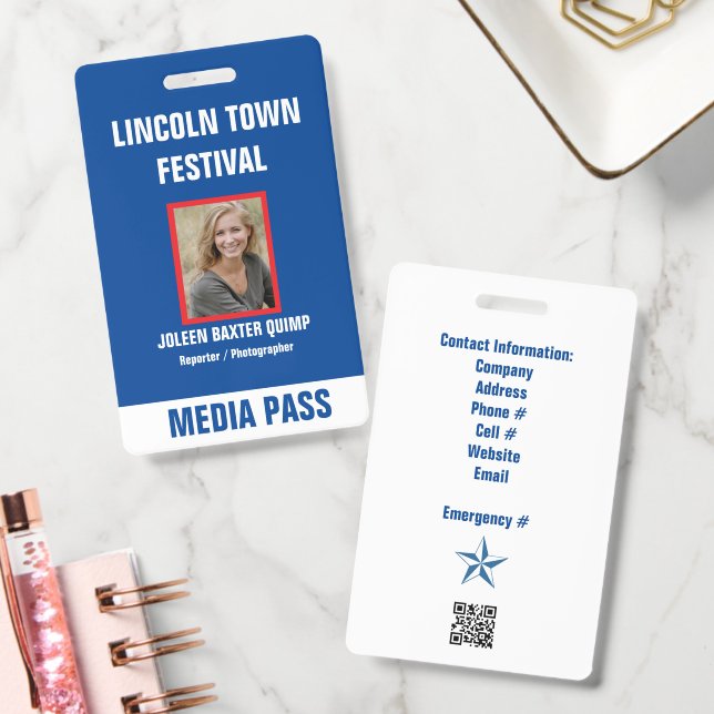 Crachá Special Event Security Media Pass QR code Badge (Escritório)