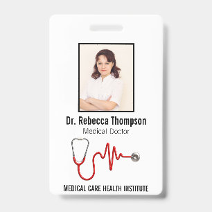 Crachá Stethoscope Medicina ECG Wave EKG Linha   ID da fo