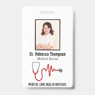 Crachá Stethoscope Medicina ECG Wave EKG Linha | ID da fo