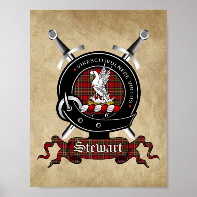 Crachá Stewart Clan e Poster Tartan 8.5x11 (Frente)