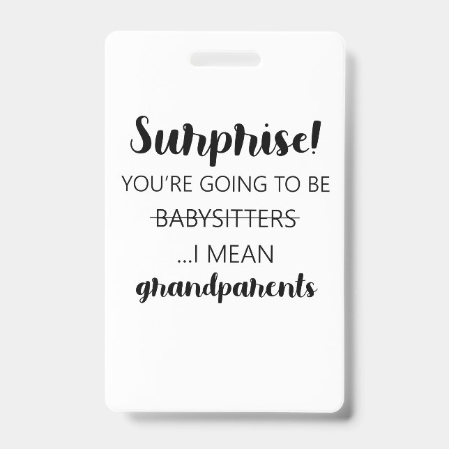 Crachá Surpresa, você vai ser Babysitters. (Frente)