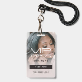 Crachá Sweet 16 VIP Pass Birthday Invitation Photo Badge