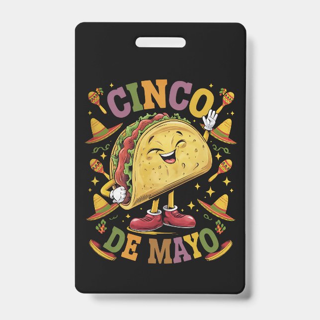 Crachá Taco Dançante Divertido Festa Cinco De Mayo (Frente)