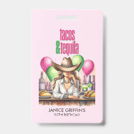 Crachá Tacos Rosa-Claro Aniversário Despedida de Solteira