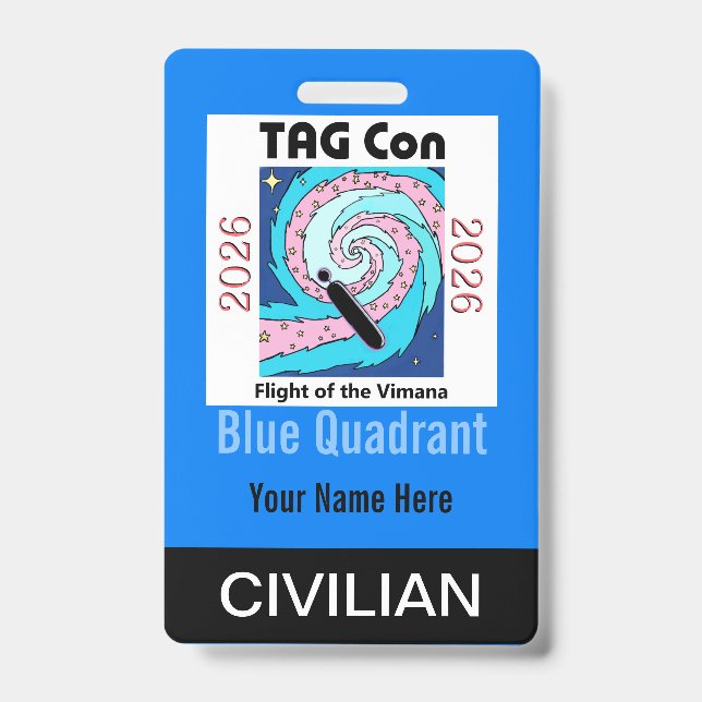 Crachá TAG Con 2026 - Blue Quadrant - Civilian Badge (Frente)