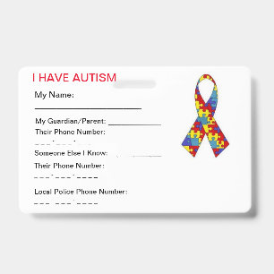 Crachá Tag da identificação do autismo