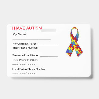 Crachá Tag da identificação do autismo