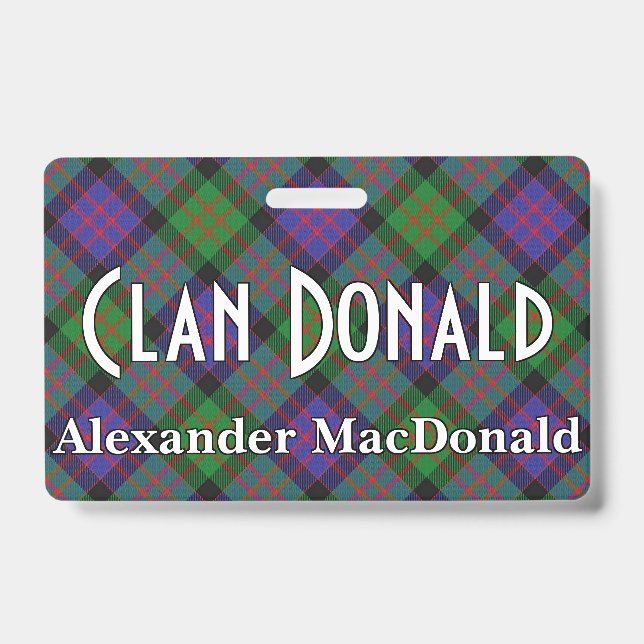 Crachá Tartan do Clã Snappy Donald MacDonald (Frente)