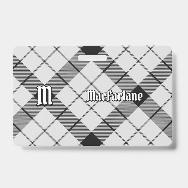 Crachá Tartan Preto e Branco do Clã MacFarlane (Frente)
