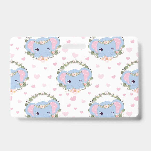 Crachá Tatuagem de Elefante e Flor (Frente)