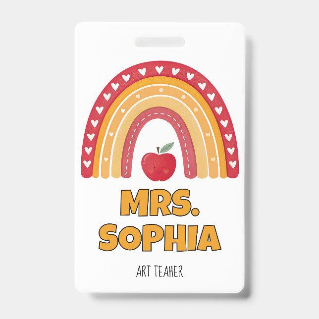Crachá Teacher ID Badge Holder – Rainbow Design (Frente)