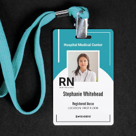 Crachá Teal Personalizado de Fotografia de Pessoal Médico