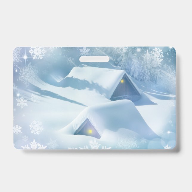 Crachá Telhado coberto de neve em uma floresta (Frente)