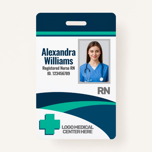 Crachá Template Employee Photo Nurse ID (Frente)
