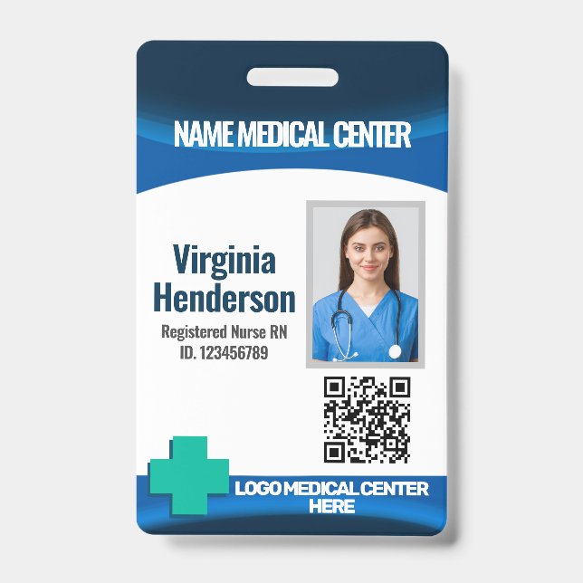 Crachá Template Employee Photo Nurse ID Badge (Frente)