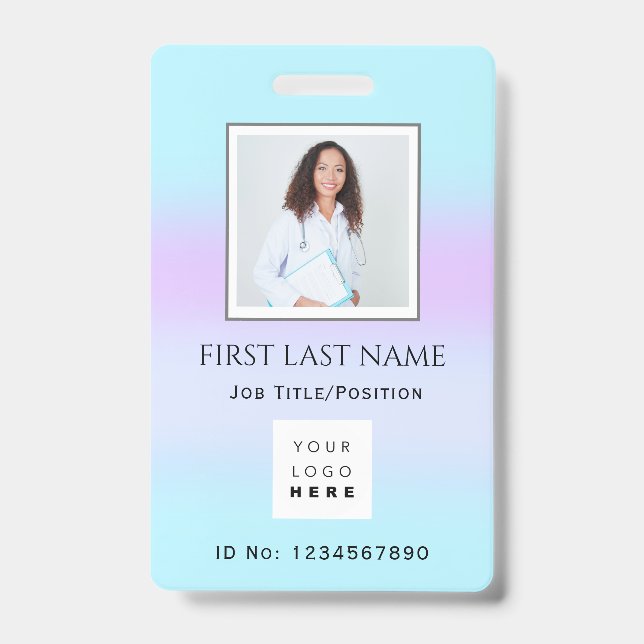 Crachá Terapeuta de Foto de Código de Barras  Enfermeira  (Frente)