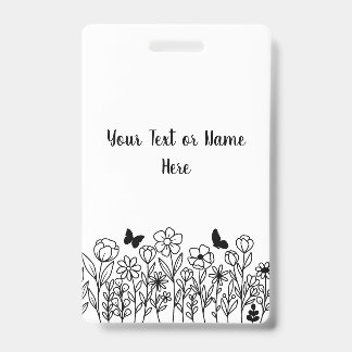 Crachá Texto Personalizado com Flores