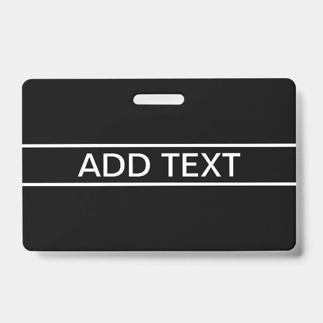 Crachá Texto personalizável | Preto e Branco Moderno Negr (Frente)