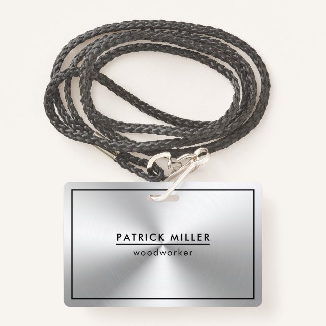 Crachá Textura Metálica Brilhante Acentos Pretos (Frente com cordão)