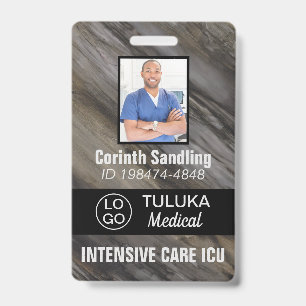 Crachá Tintas Medica Photo ID Cinza Marrom Preto