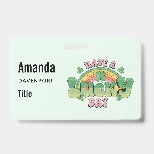 Crachá Típica retrô do dia de sorte (Front)