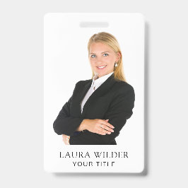 Crachá Título de Nome de Foto Moderna Personalizada 