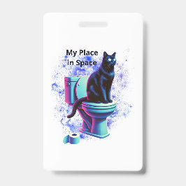 Crachá Toilet de Gato Negro Cósmico - Arte Surreal Vaporw