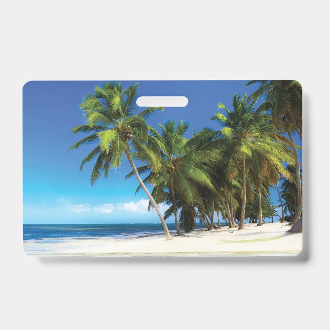 Crachá Travesseiro de lançamento de praia exótica (Frente)