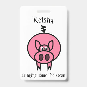 Crachá Trazendo em casa o porco do rosa do bacon