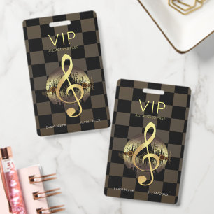 Crachá Treble de Ouro VIP Acesso Total Luxo Xadrez