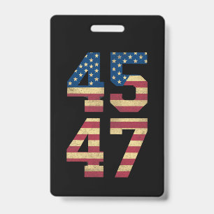 Crachá Trump 2024 45 47 Bandeira Americana Vintage Retro 