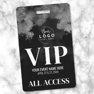 Crachá Tudo Acesso Seu Logotipo Preto Branco VIP