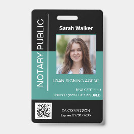 Crachá Turquesa empoeirada do notariado de funcionário de