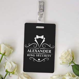 Crachá Tuxedo Tie de Segurança do Anel de Casamento