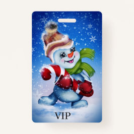 Crachá Um boneco de neve festivo